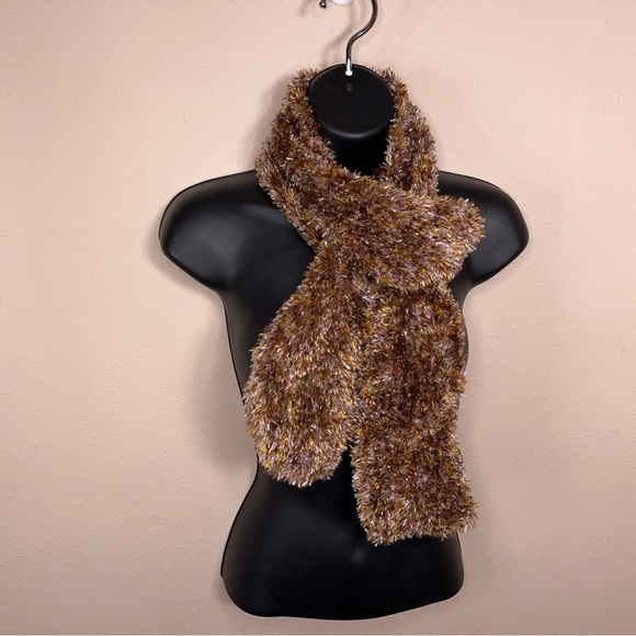 Fownes Brown Fuzzy Knit Scarf - Picture 9 of 15